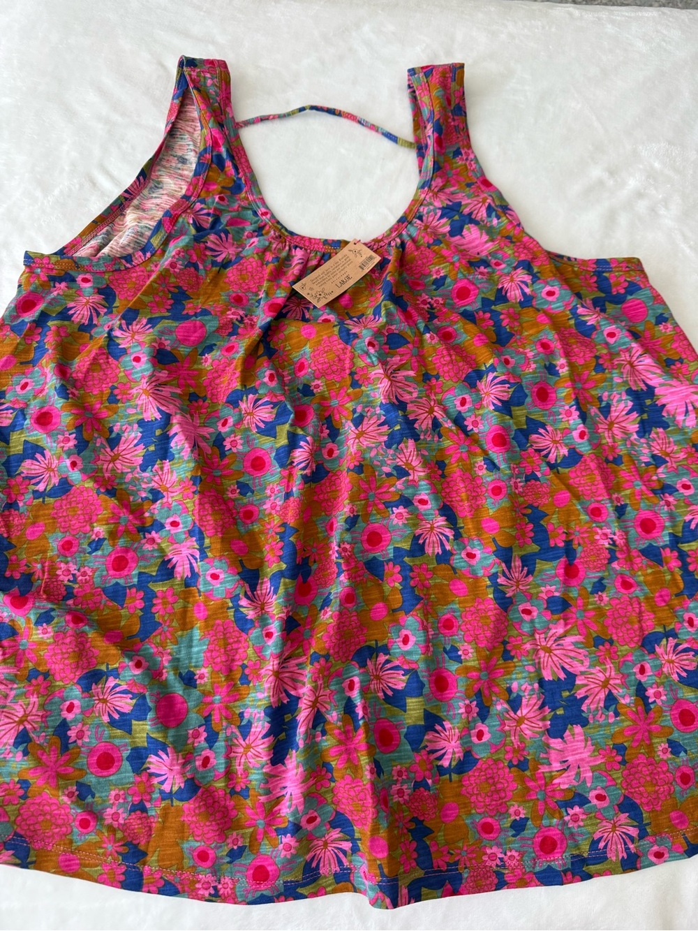Natural Life floral swing tank top with a scoop neck Size Large D88 NEW
